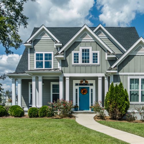 house with blue door